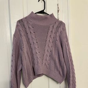 Aeropostale Purple Turtleneck Cropped Knit Sweater
